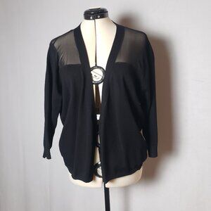 City Chic Gigi Black Cardigan with Sheer Panels Open Front Soft Stretch Size Med